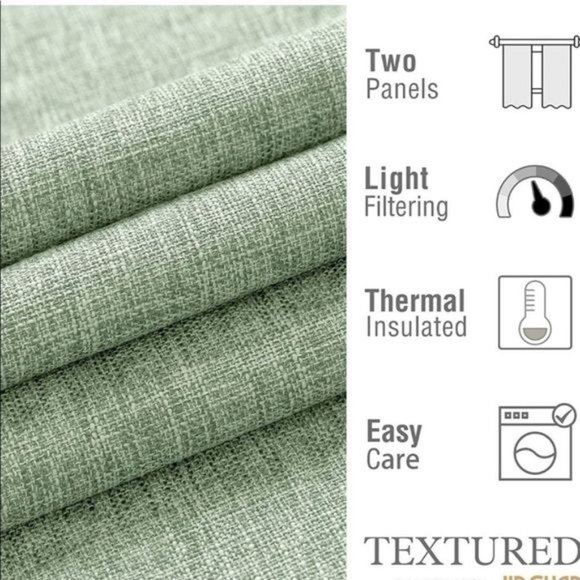 2 new sage green window covers curtains jinchan window treatments - Picture 3 of 8
